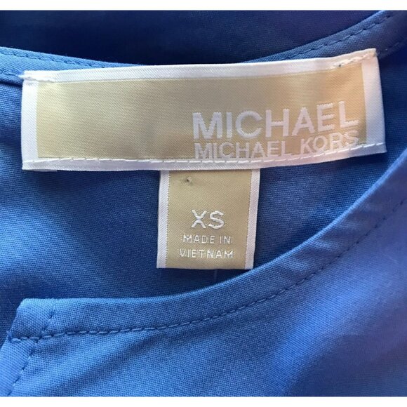 Michael Kors Oxford Blue V-Neck Shirt W/ Trumpet Sleeves, Size XS, NWT! $99 - Picture 9 of 9